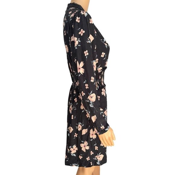 Rebecca Taylor Daniella silk blend dress Black Pink Floral Print size 6 - Picture 3 of 9